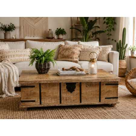 Grand Coffre Table Basse en Bois de...
