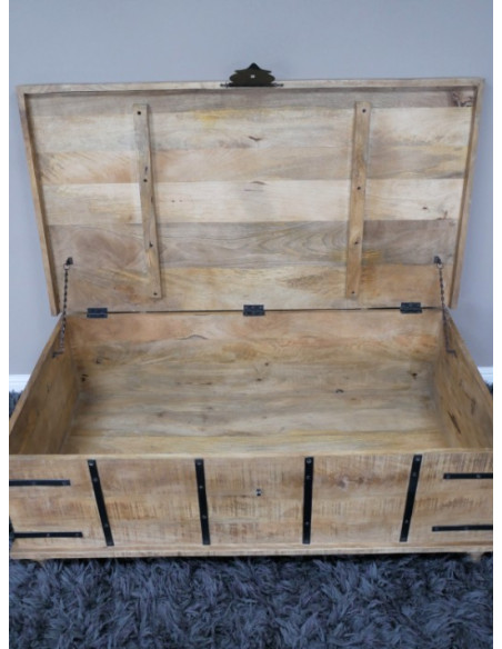 Grand Coffre Table Basse en Bois de Manguier