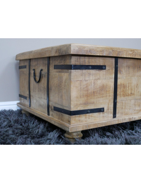 Grand Coffre Table Basse en Bois de Manguier
