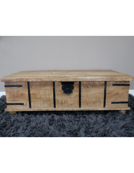 Grand Coffre Table Basse en Bois de Manguier
