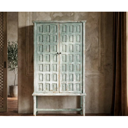 Armoire en Bois Recyclé Patiné Vert...