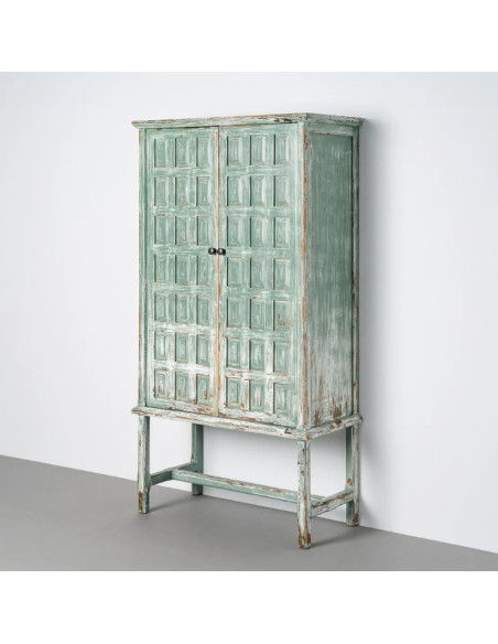 Armoire en Bois Recyclé Patiné Vert 96 cm