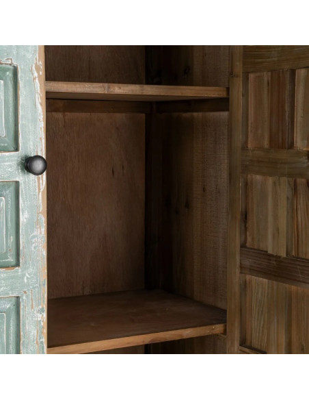 Armoire en Bois Recyclé Patiné Vert 96 cm