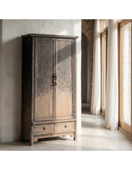 Armoire en Bois de Pin Recyclé 100 cm – Style Authentique et Élégant