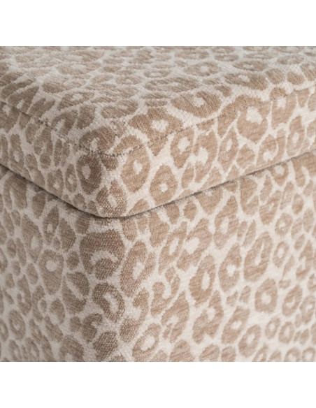 Banc Coffre de Rangement Crème-Beige 100 cm – Tissu Motif Léopard