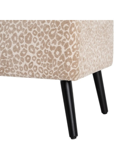 Banc Coffre de Rangement Crème-Beige 100 cm – Tissu Motif Léopard
