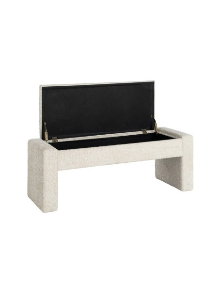 Banc Coffre de Rangement Crème 117 cm – Tissu Bouclette
