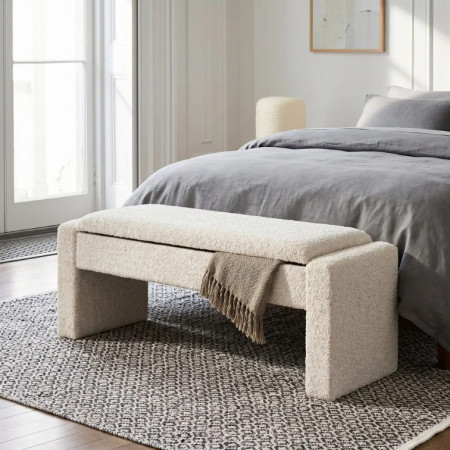 Banc Coffre de Rangement Crème 117 cm...