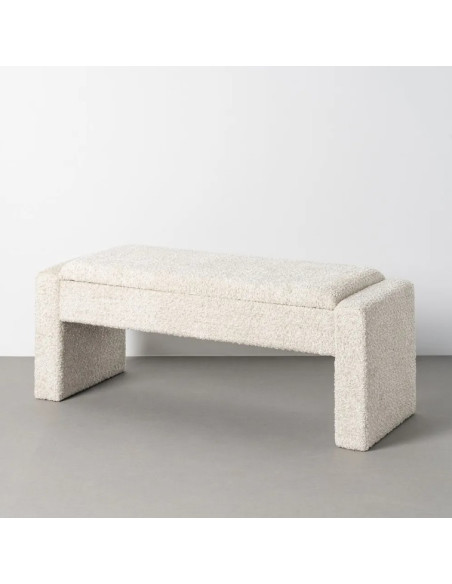 Banc Coffre de Rangement Crème 117 cm – Tissu Bouclette
