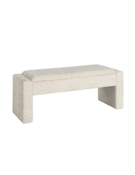 Banc Coffre de Rangement Crème 117 cm – Tissu Bouclette