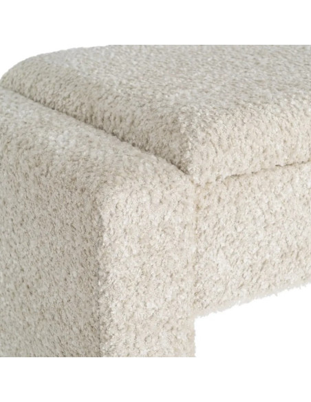 Banc Coffre de Rangement Crème 117 cm – Tissu Bouclette