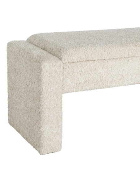 Banc Coffre de Rangement Crème 117 cm – Tissu Bouclette