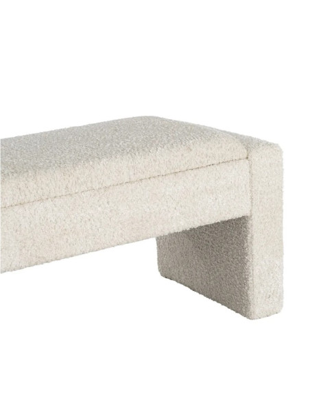 Banc Coffre de Rangement Crème 117 cm – Tissu Bouclette