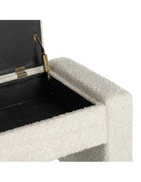 Banc Coffre de Rangement Crème 117 cm – Tissu Bouclette