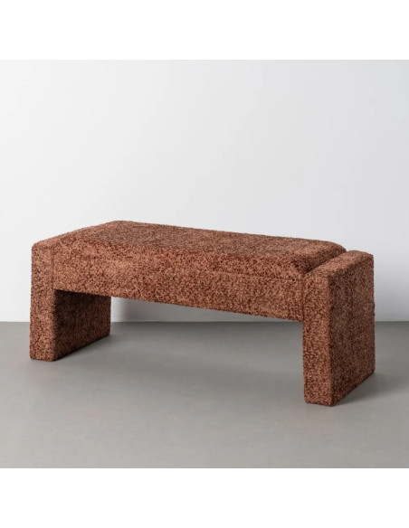 Banc Coffre de Rangement Crème 117 cm – Tissu Bouclette