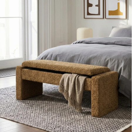 Banc Coffre de Rangement Crème 117 cm...