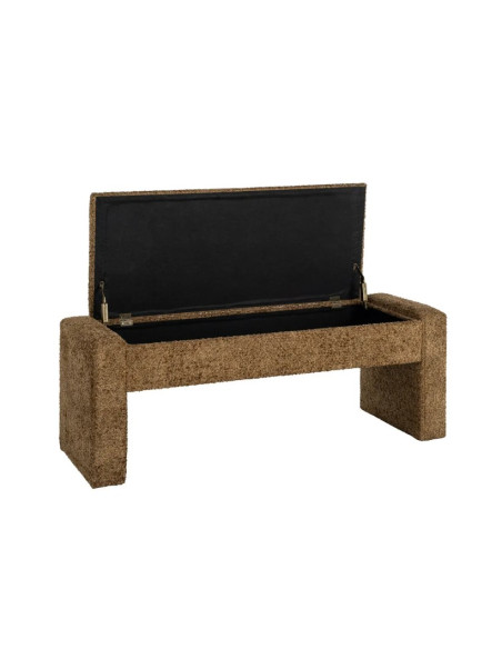 Banc Coffre de Rangement Crème 117 cm – Tissu Bouclette