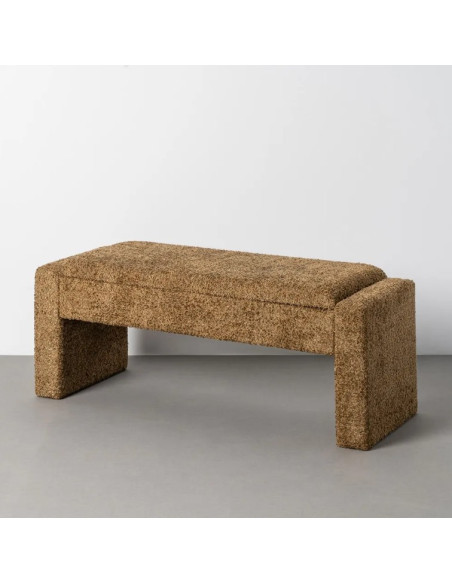 Banc Coffre de Rangement Crème 117 cm – Tissu Bouclette