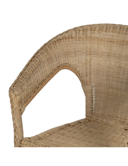 Lot de 4 Fauteuils en rotin empilable – Chaise de salon naturelle style bistrot – 60 x 62 x 78 cm