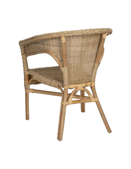 Lot de 4 Fauteuils en rotin empilable – Chaise de salon naturelle style bistrot – 60 x 62 x 78 cm