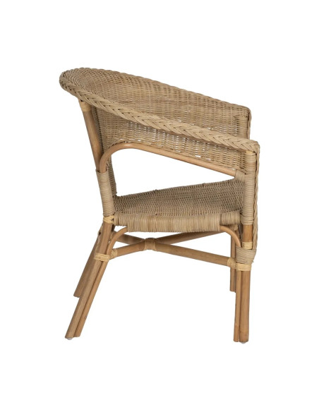 Lot de 4 Fauteuils en rotin empilable – Chaise de salon naturelle style bistrot – 60 x 62 x 78 cm