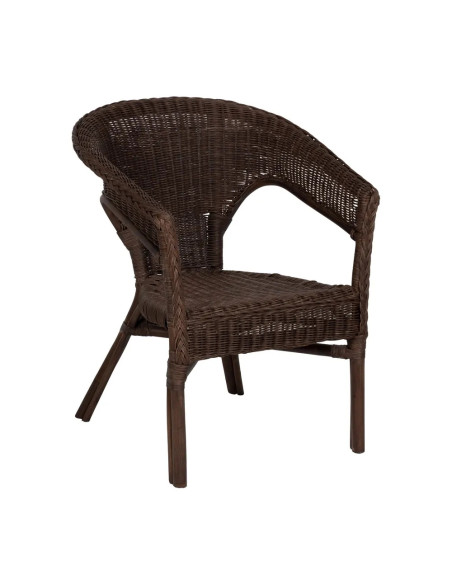 Lot de 4 Fauteuils en rotin empilable – Chaise de salon naturelle style bistrot – 60 x 62 x 78 cm