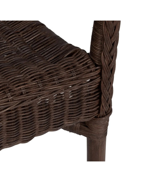 Lot de 4 Fauteuils en rotin empilable – Chaise de salon naturelle style bistrot – 60 x 62 x 78 cm