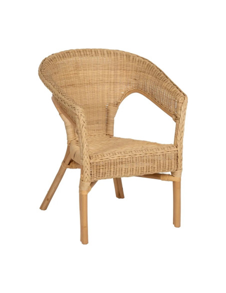 Lot de 4 Fauteuils en rotin empilable – Chaise de salon naturelle style bistrot – 60 x 62 x 78 cm
