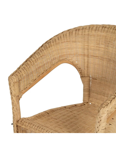 Lot de 4 Fauteuils en rotin empilable – Chaise de salon naturelle style bistrot – 60 x 62 x 78 cm
