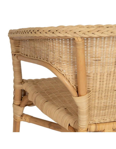 Lot de 4 Fauteuils en rotin empilable – Chaise de salon naturelle style bistrot – 60 x 62 x 78 cm