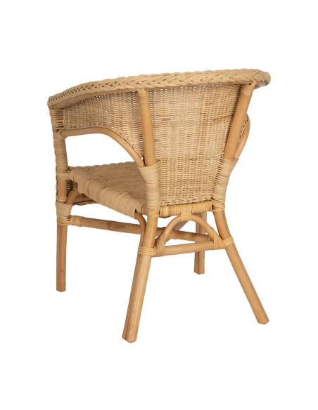 Lot de 4 Fauteuils en rotin empilable – Chaise de salon naturelle style bistrot – 60 x 62 x 78 cm