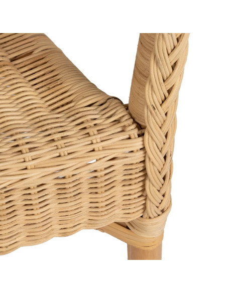 Lot de 4 Fauteuils en rotin empilable – Chaise de salon naturelle style bistrot – 60 x 62 x 78 cm