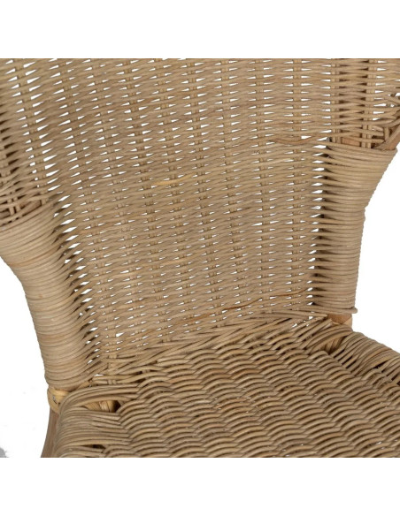 Lot de 4 Fauteuils en rotin empilable – Chaise de salon naturelle style bistrot – 60 x 62 x 78 cm
