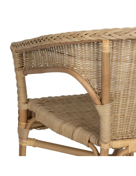 Lot de 4 Fauteuils en rotin empilable – Chaise de salon naturelle style bistrot – 60 x 62 x 78 cm
