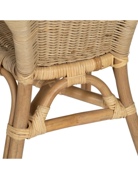 Lot de 4 Fauteuils en rotin empilable – Chaise de salon naturelle style bistrot – 60 x 62 x 78 cm