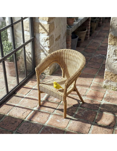 Lot de 4 Fauteuils en rotin empilable – Chaise de salon naturelle style bistrot – 60 x 62 x 78 cm