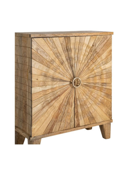 Armoire Cabinet en Bois de Manguier 92 cm – Motif Soleil Sculpté
