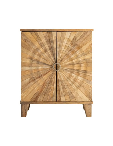 Armoire Cabinet en Bois de Manguier 92 cm – Motif Soleil Sculpté