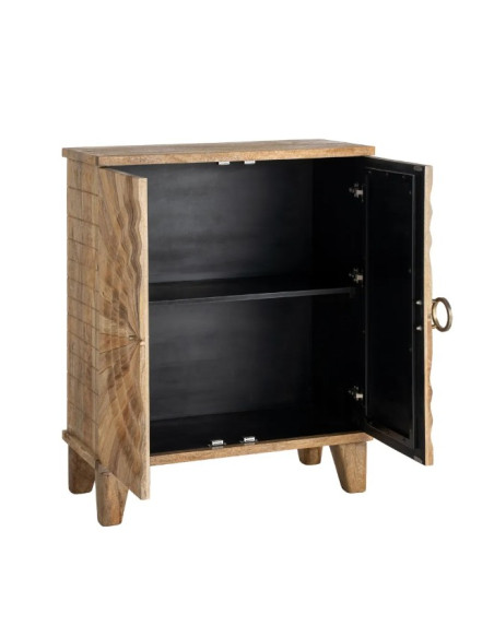 Armoire Cabinet en Bois de Manguier 92 cm – Motif Soleil Sculpté