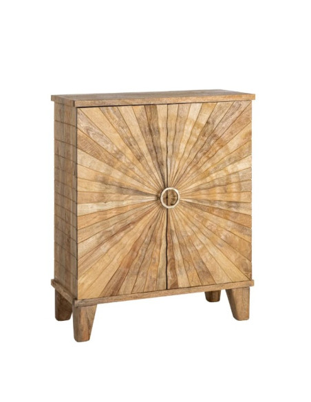 Armoire Cabinet en Bois de Manguier 92 cm – Motif Soleil Sculpté