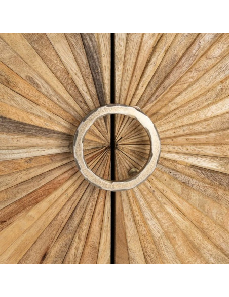 Armoire Cabinet en Bois de Manguier 92 cm – Motif Soleil Sculpté