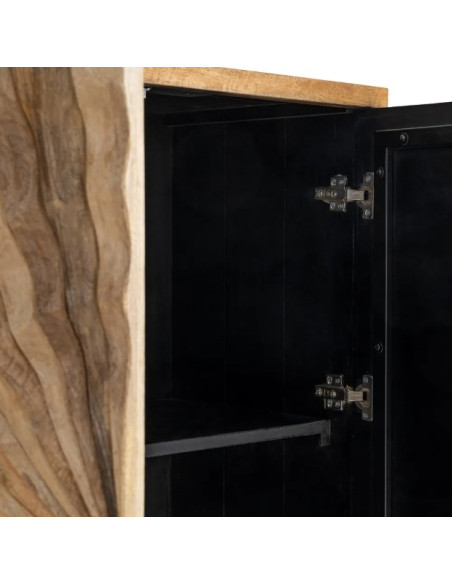 Armoire Cabinet en Bois de Manguier 92 cm – Motif Soleil Sculpté