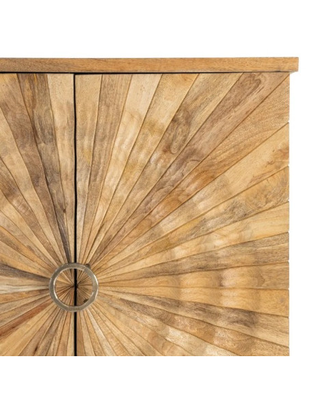 Armoire Cabinet en Bois de Manguier 92 cm – Motif Soleil Sculpté