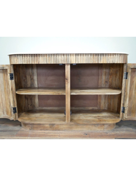 Buffet Arrondi Bois de Manguier & Plateau en Marbre