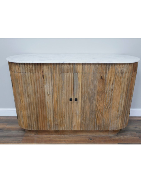 Buffet Arrondi Bois de Manguier & Plateau en Marbre