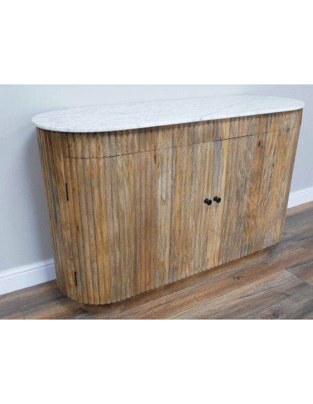 Buffet Arrondi Bois de Manguier & Plateau en Marbre