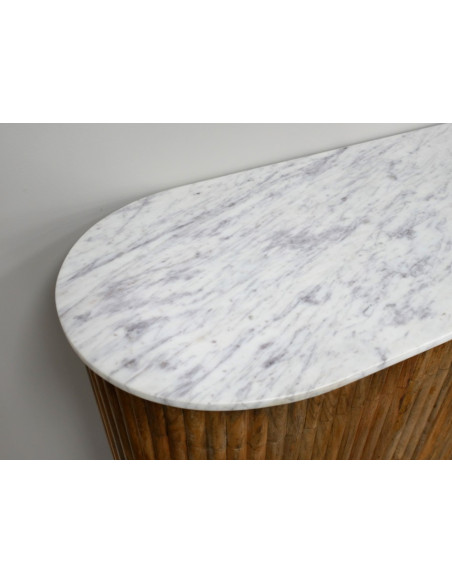 Buffet Arrondi Bois de Manguier & Plateau en Marbre