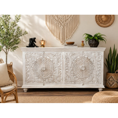 Grand Buffet Sculpté en Bois de Manguier
