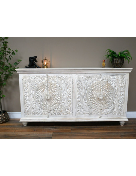 Grand Buffet Sculpté en Bois de Manguier