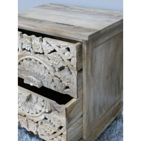 Table de Chevet Sculptée en Bois de...